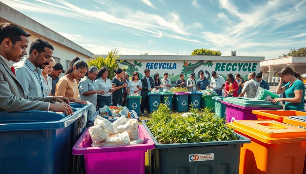 Gestão de resíduos e reciclagem local para reduzir desperdício